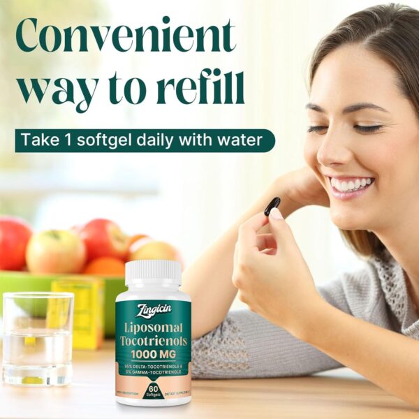 Vitamin E Tocotrienols - Liposomal Vitamin E Oil 1000mg, Highly Absorbable Delta Tocotrienol and Gamma Tocotrienol, 60 Softgels