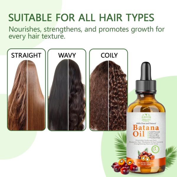 Batana Oil for Hair Growth Organic Raw Batana Hair Oil Natural Cold Pressed Pure Glass Bottle Oils to Thicken Brows, Repair Hair & Scalp, Fights Frizz, All Hair Types (2 fl oz) by MMPANG