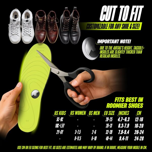 AirTag Shoe Insole - Comfortable & Secure AirTag Shoe Insert for Safety | Airtag Shoe Insole Kids, Elderly & Special Needs – Airtag Hidden Accessory (12-16cm / 4.72-6.30“)