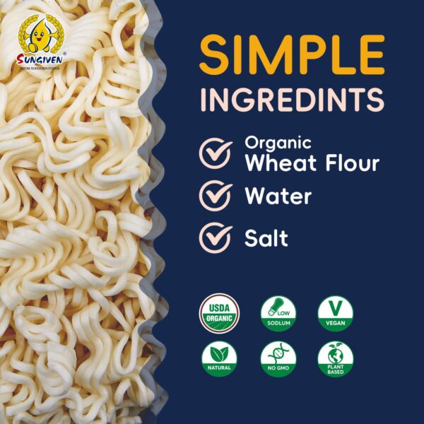 SUNGIVEN Organic Ramen Noodles Healthy Low Sodium Ready in 3 Minutes Non-Fried Instant No Additives or Preservatives 2.47 OZ (Pack of 10)
