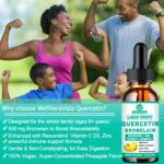 Quercetin with Bromelain Liquid Drops, 4X Stronger Than Capsules & Pills, 7-in-1 Organic Zinc Quercetin 1000mg with Bromelain 500mg Vitamin C D3 Immune Support for Respiratory Health & Antioxidant