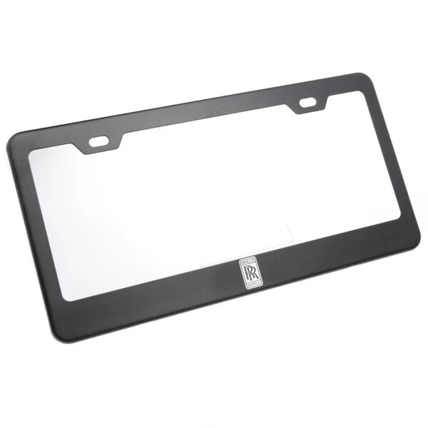 For Rolls Royce License Plate Frame Matte Black w/Chrome Logo Engraved Stainless