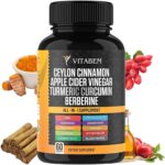 Ceylon Cinnamon Capsules 3000mg Turmeric 3000mg Apple Cider Vinegar 3000 mg Ginseng 2000mg Aloe Vera 2000mg Berberine Supplement 1200mg + Banaba | Bitter Melon | Gymnema | Ginger Root - 60 Count