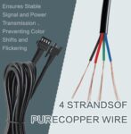 4 Pcs 4 Pin RGB Extension Cable RGB Wire for Motorcycle LED Light Underglow Kit, Compatible with ATV Car Trucks Rock Lights & Neon Strips (60 Inch)