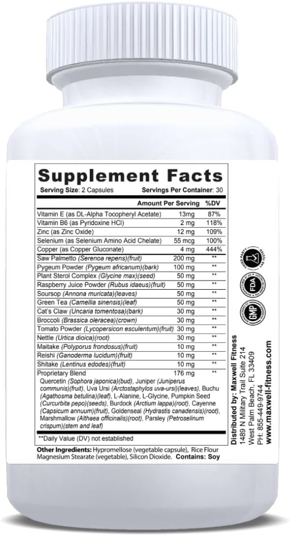 Prostapure for Men Boost Men's Prostate Support with Saw Palmetto, Zinc, Selenium & 19 Herbs - Urinary Flow & Bladder Control Formula, 60 Veggie Caps