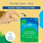 Calgee Vegan Omega 3-450mg DHA & EPA Fatty Acids - Sustainable Algae Oil - Plant-Based Fish Oil Alternative - Carrageenan-Free Softgels (60 Ct)