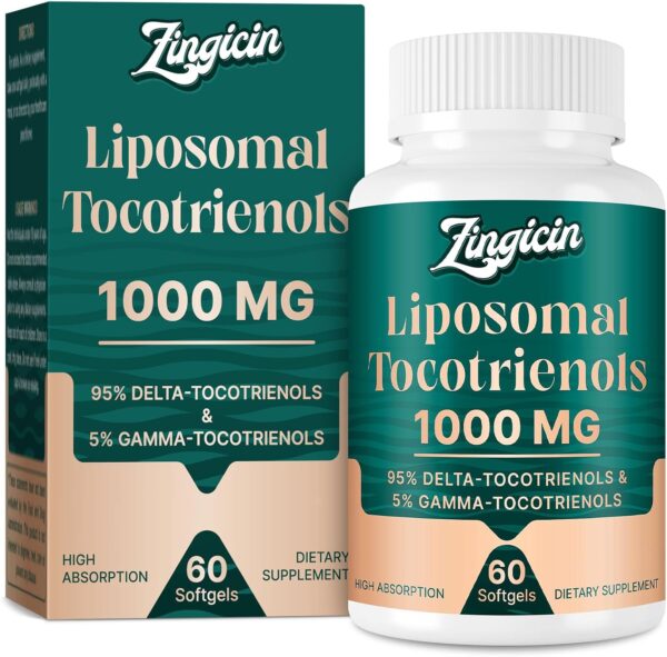 Vitamin E Tocotrienols - Liposomal Vitamin E Oil 1000mg, Highly Absorbable Delta Tocotrienol and Gamma Tocotrienol, 60 Softgels