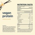 BE AMAZING Vegan Protein Powder, Natural Vanilla, 20g Plant Based Protein with Prebiotic Fiber, Low Carb, Dairy and Gluten Free Shake Mix, No Added Sugar, 29.3 oz, 25 Servings