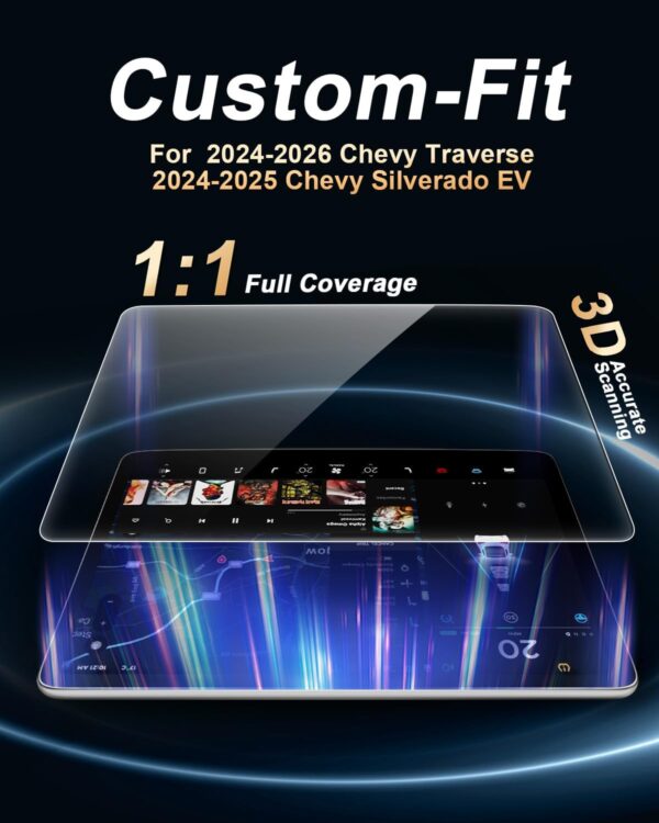 2026 Chevy Traverse Screen Protector - For 2024-2026 Chevy Traverse/Silverado EV 17.7-Inch Navigation Screen - 9H Hardness Tempered Glass HD Clear 2024-2026 Traverse Accessories Anti Fingerprints