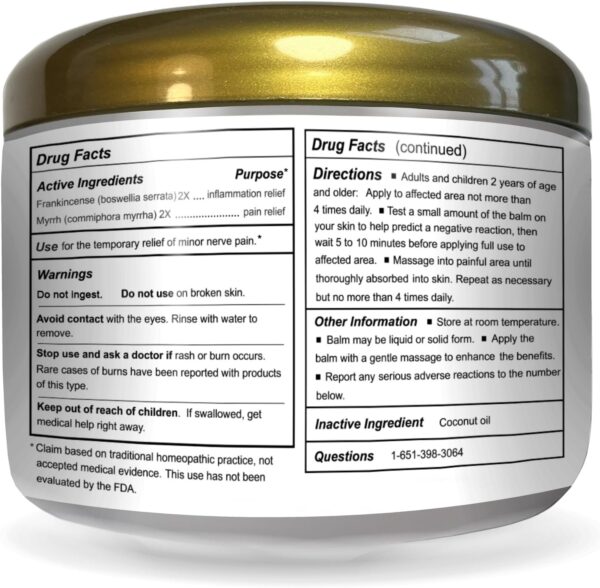 Wise Men Healing Balm with Myrrh and Frankincense Essential Oils for Neuropathy, Sciatica and Nerve Pain Massage and Skin Moisturizing
