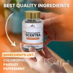 Scentra Deodorizing Supplement | Chlorophyll Capsules for Women and Men, Full Body Deodorant Pills | Natural Internal Odor Defeat Supplements, 60 Tablets for Breath, Underarm, Skin with Mint & Parsley