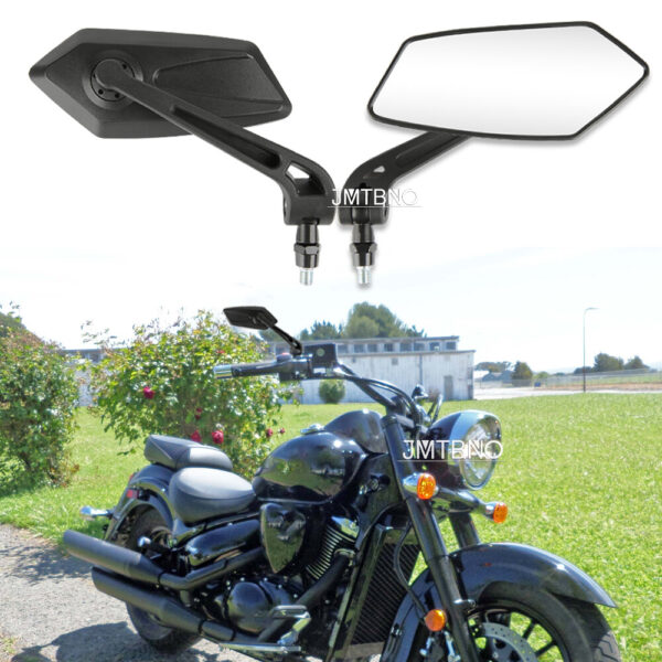 2PCS For Suzuki Boulevard C50 C50T C90 Black Motorcycle Rearview Side Mirrors US