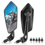 2PCS For Suzuki Boulevard C50 C50T C90 Black Motorcycle Rearview Side Mirrors US
