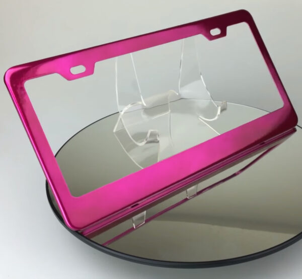 New Powder Coated Hot Pink Stainless Steel License Plate Frame Holder Bracket
