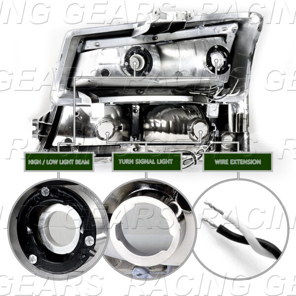 4PC LED BAR CHROME HEADLIGHTS FIT 03-07 CHEVY SILVERADO 1500 2500 3500 AVALANCHE