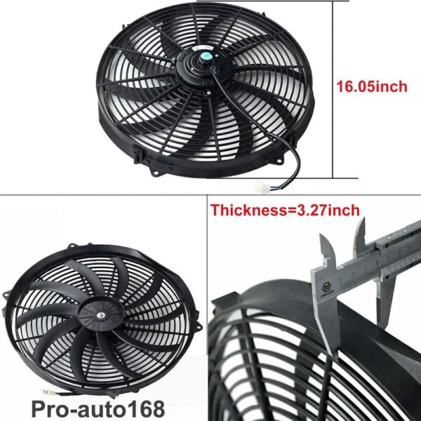 High 3500-CFM 16"Inch Electric Radiator Cooler Fan Thermostat Relay Switch Kits