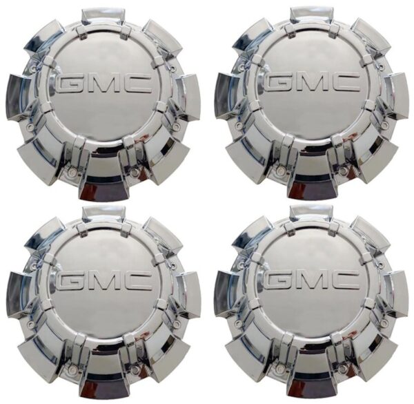 4 - GMC LOGO REPLACES 3278 AMERICAN EAGLE ALLOYS WHEEL RIM CHROME CENTER CAPS