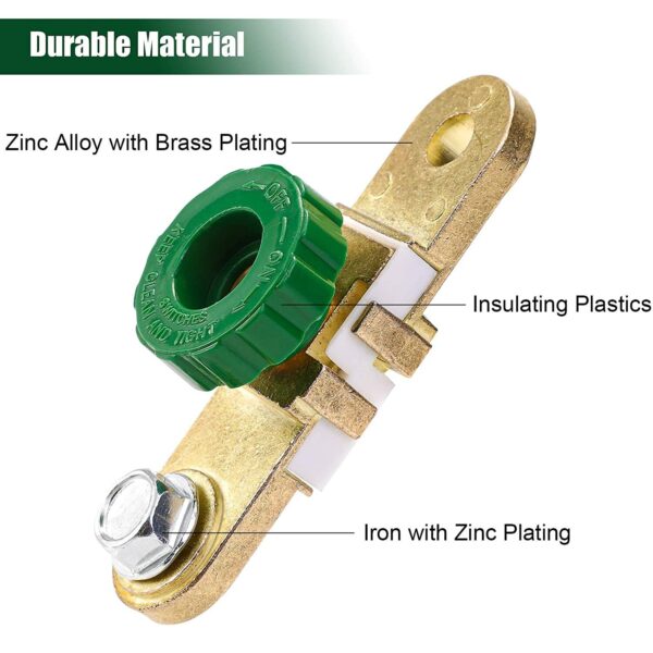 2x Battery Terminal Quick Disconnect Switch Side Post Battery Shut/Cut Off Brass