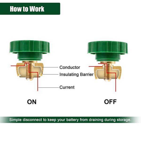 2x Battery Terminal Quick Disconnect Switch Side Post Battery Shut/Cut Off Brass