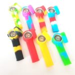 10PCS 3.4'' Mini Silicone Smoking Hand Pipe with Cap Lid Pocket Pipe& Metal Bowl
