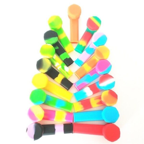 10PCS 3.4'' Mini Silicone Smoking Hand Pipe with Cap Lid Pocket Pipe& Metal Bowl