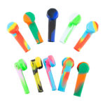 10PCS 3.4'' Mini Silicone Smoking Hand Pipe with Cap Lid Pocket Pipe& Metal Bowl