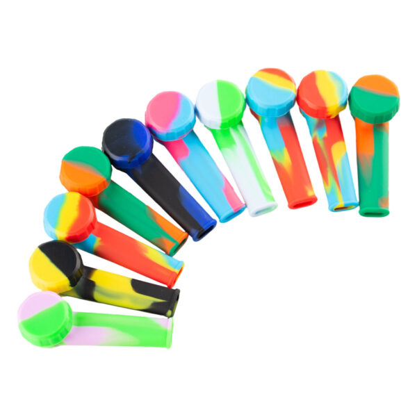 10PCS 3.4'' Mini Silicone Smoking Hand Pipe with Cap Lid Pocket Pipe& Metal Bowl