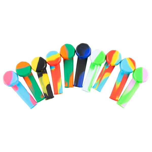 10PCS 3.4'' Mini Silicone Smoking Hand Pipe with Cap Lid Pocket Pipe& Metal Bowl