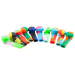 10PCS 3.4'' Mini Silicone Smoking Hand Pipe with Cap Lid Pocket Pipe& Metal Bowl