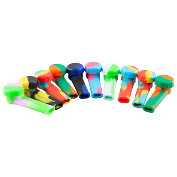 10PCS 3.4'' Mini Silicone Smoking Hand Pipe with Cap Lid Pocket Pipe& Metal Bowl