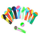 10PCS 3.4'' Mini Silicone Smoking Hand Pipe with Cap Lid Pocket Pipe& Metal Bowl