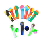 10PCS 3.4'' Mini Silicone Smoking Hand Pipe with Cap Lid Pocket Pipe& Metal Bowl