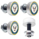 4 Motorcycle Silver "Navy USN" License Plate Frame Fasteners Tag Bolt Screws