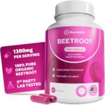 Rosabella Organic Beet Root Capsules - 1300mg Beet Root Powder Aids Healthy Circulation & Vitality, Non-GMO, Beet Root Supplement - 60 Capsules, 30-Day Supply